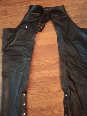 JR Black Genuine Leather M Women's Motorcycle Chaps